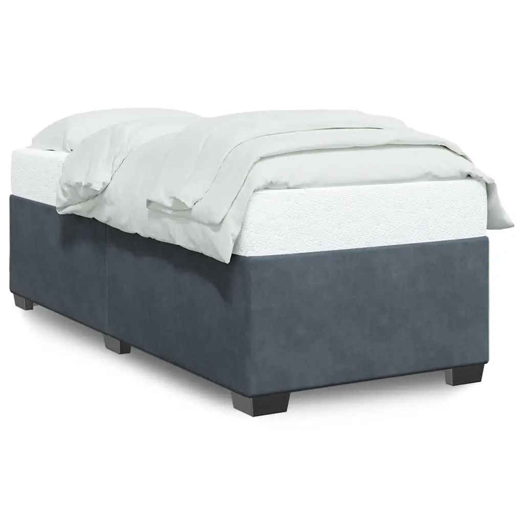 Bed Frame Grey 90x190 cm Velvet Upholstery Slatted Base Bedroom Furniture