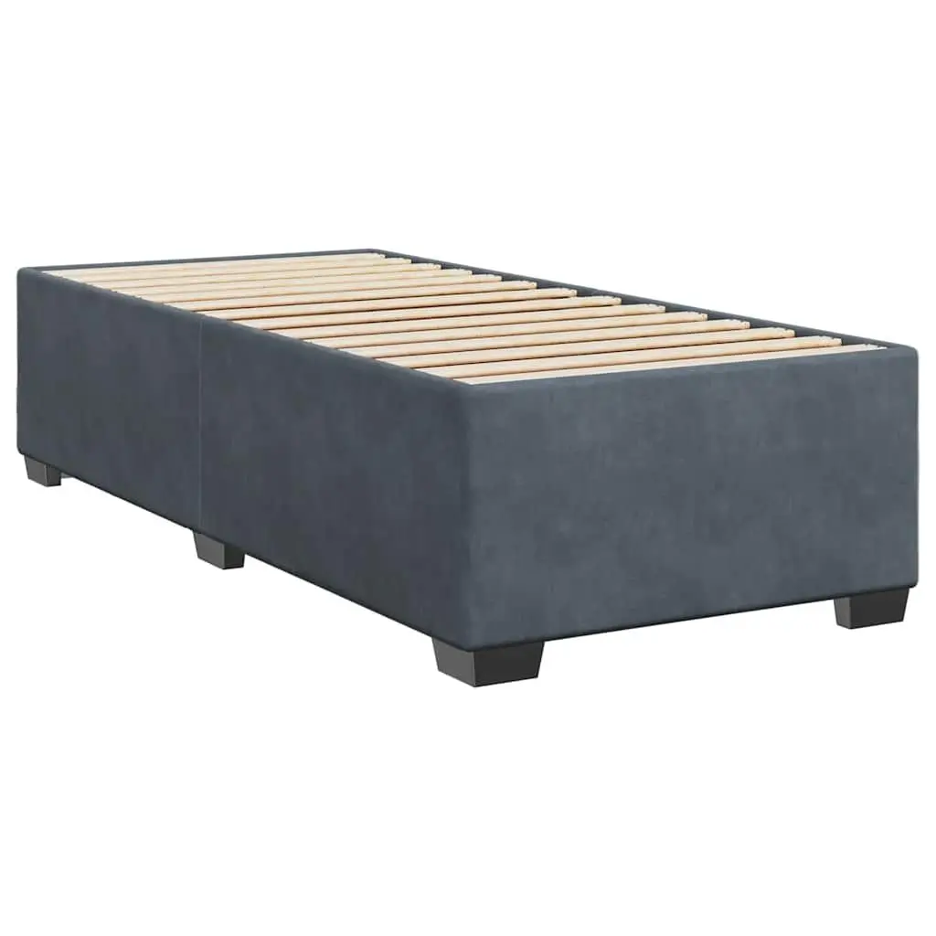 Bed Frame Grey 90x190 cm Velvet Upholstery Slatted Base Bedroom Furniture