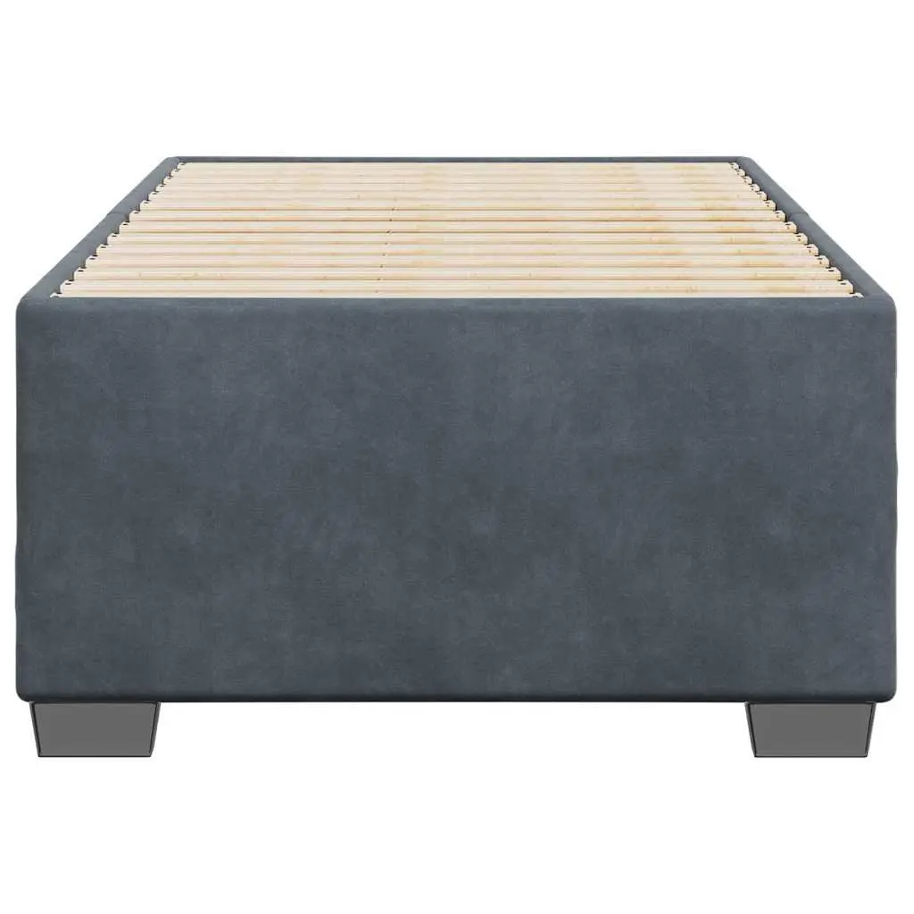 Bed Frame Grey 90x190 cm Velvet Upholstery Slatted Base Bedroom Furniture