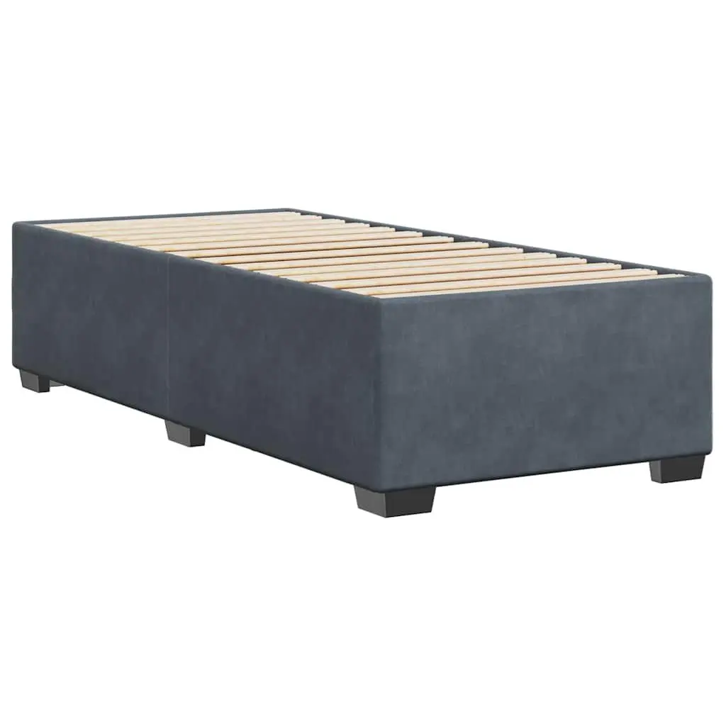 Bed Frame Grey 90x190 cm Velvet Upholstery Slatted Base Bedroom Furniture