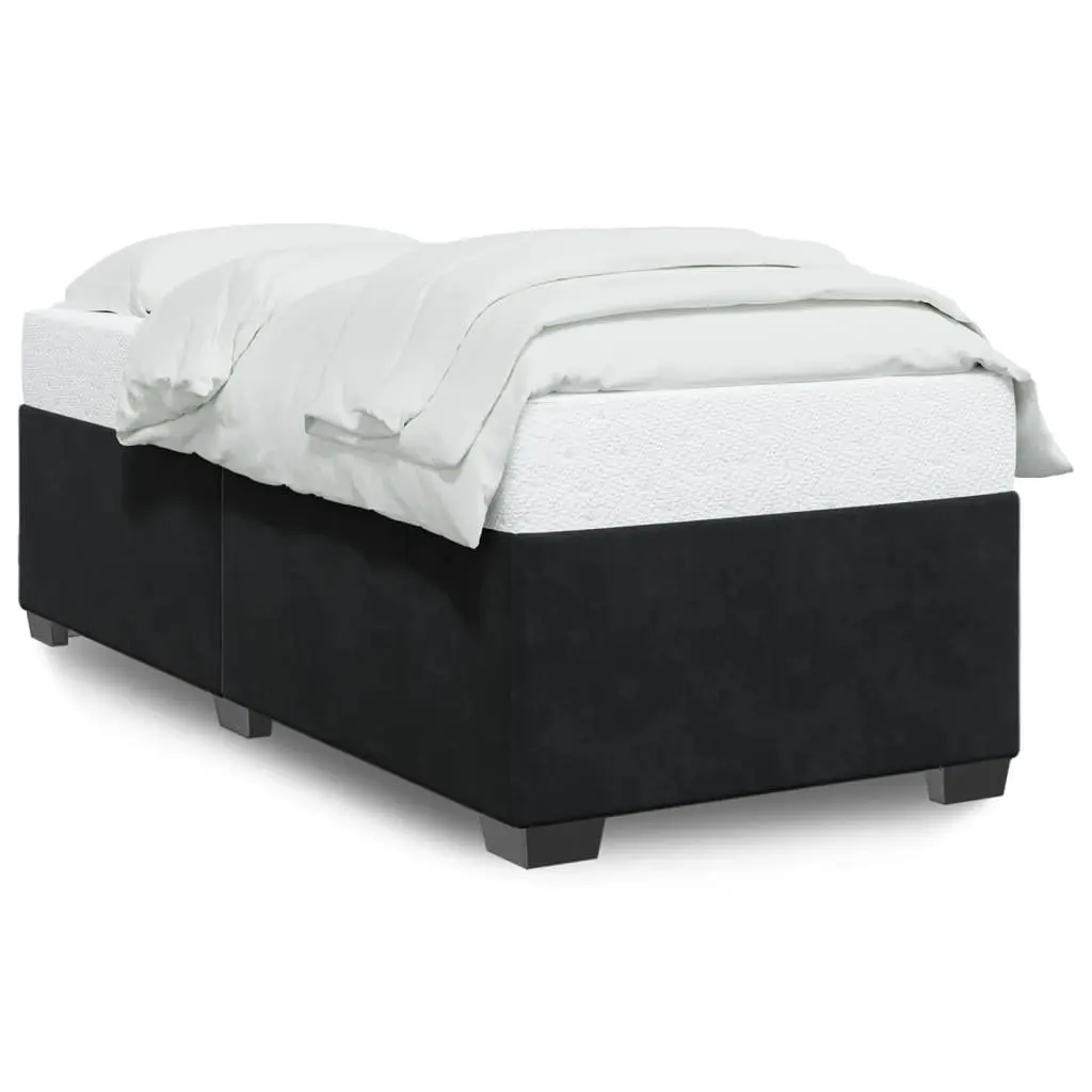 Bed Frame Velvet King Single Black Slats Support