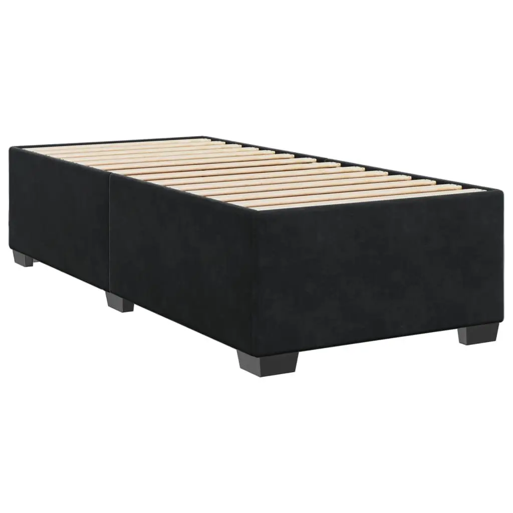 Bed Frame Velvet King Single Black Slats Support