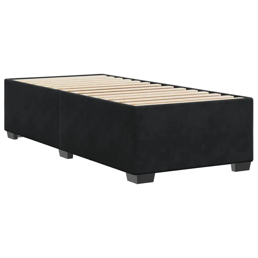 Bed Frame Velvet King Single Black Slats Support
