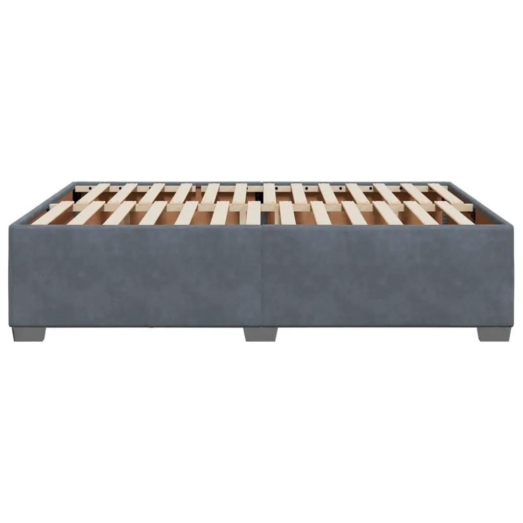 Double Bed Frame Velvet Grey Upholstered Slats Support