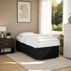 Practical Black Bed Frame with Slatted Base for Home Use