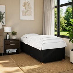 Bed Frame Black 90x190 cm Fabric Upholstered Platform Slat Base Bedroom