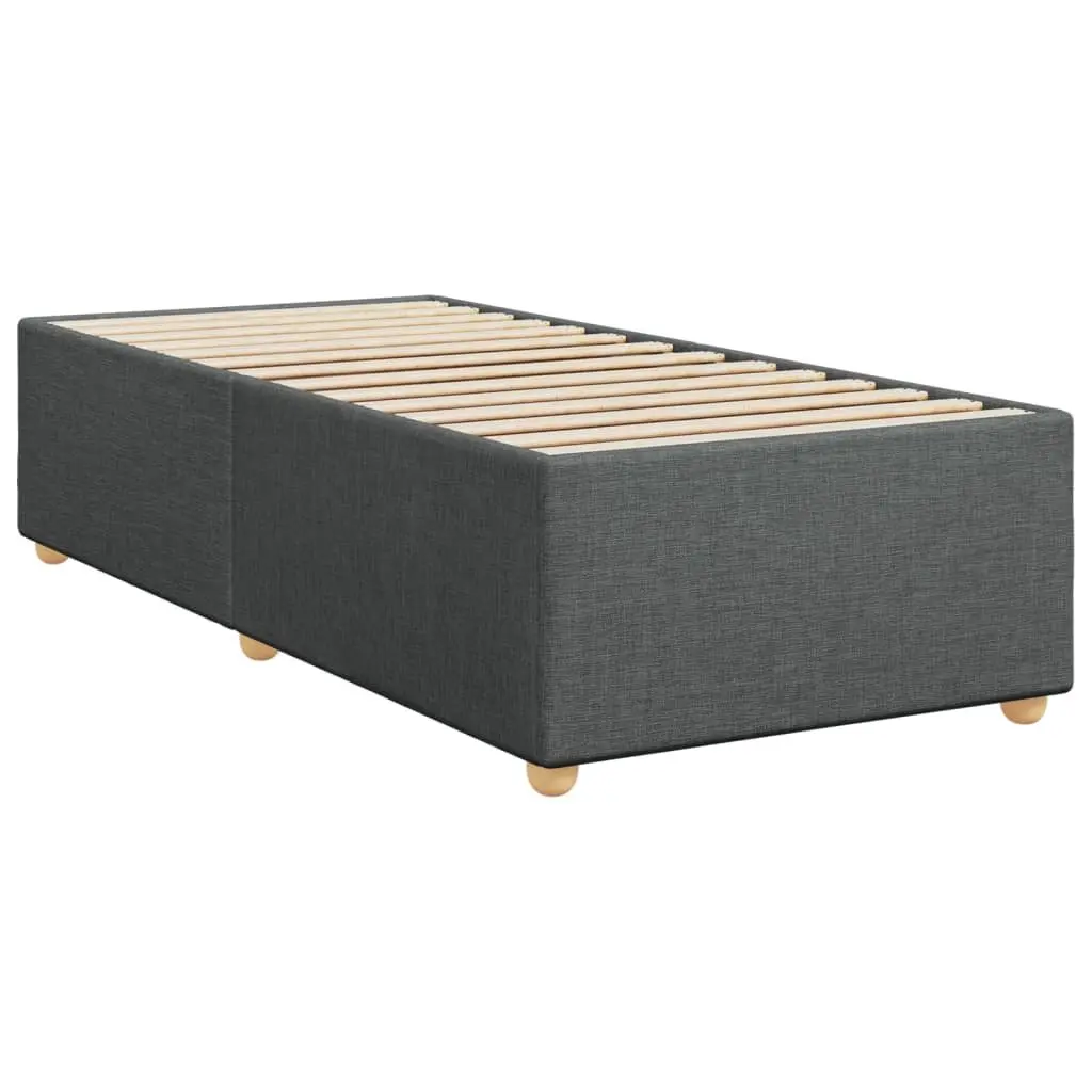 King Single Bed Frame Grey Upholstered Fabric Slats Support