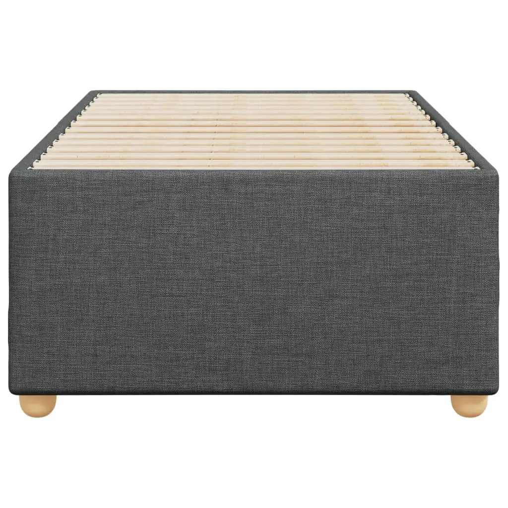 King Single Bed Frame Grey Upholstered Fabric Slats Support