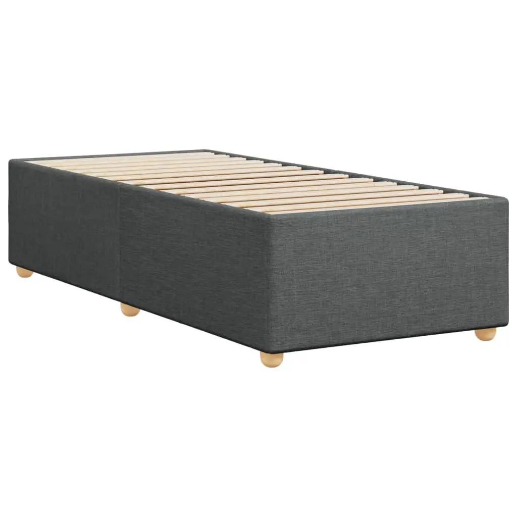 King Single Bed Frame Grey Upholstered Fabric Slats Support