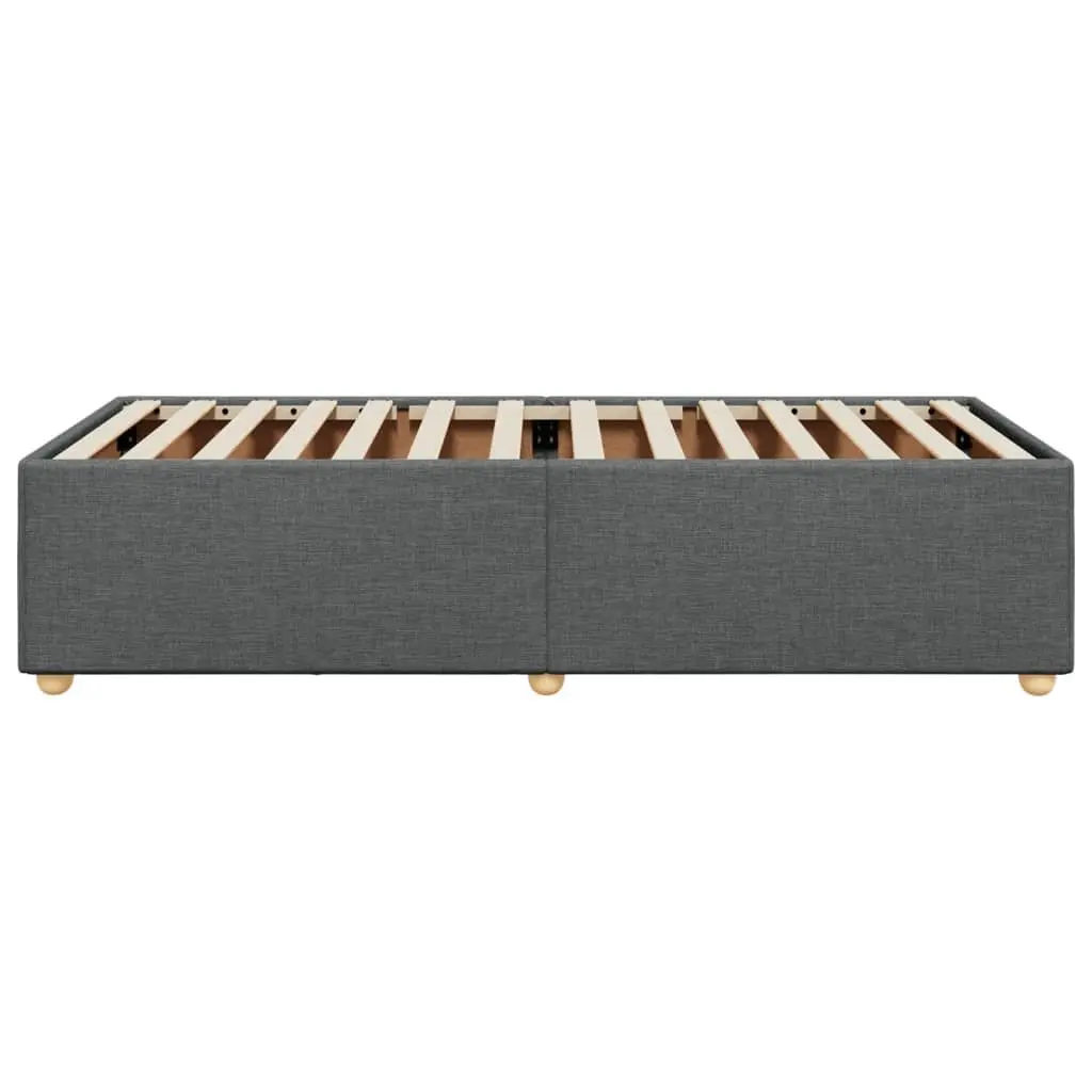 King Single Bed Frame Grey Upholstered Fabric Slats Support