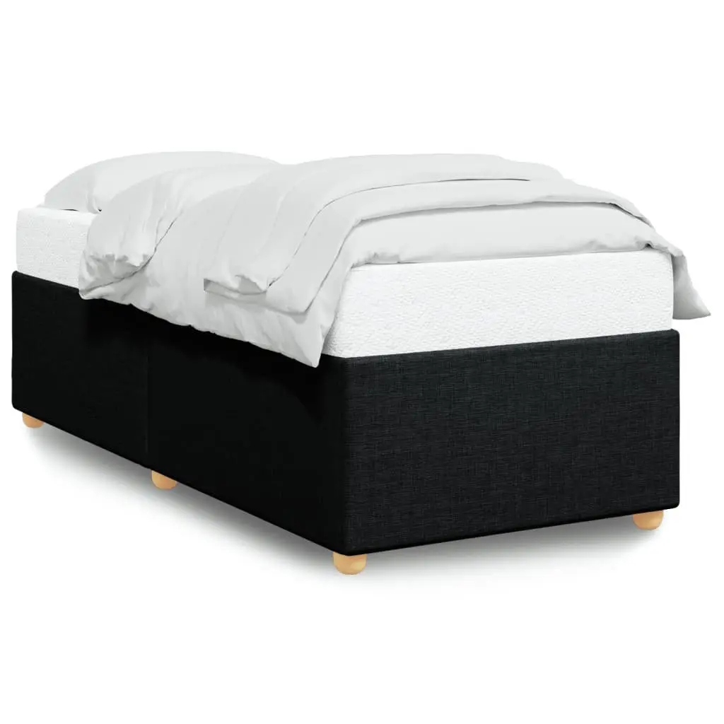 King Single Bed Frame Upholstered Polyester Slat Support Black Fabric Bedroom Furniture
