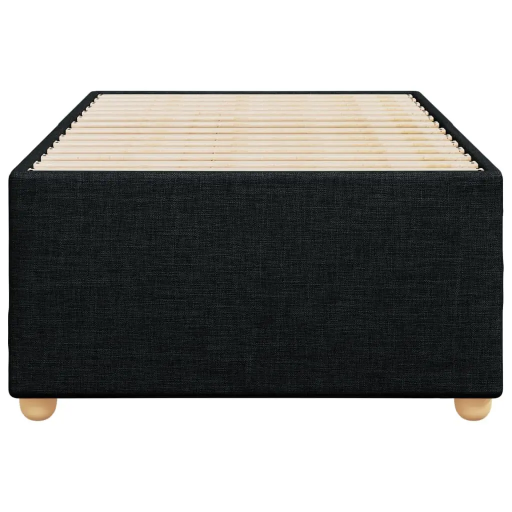 King Single Bed Frame Upholstered Polyester Slat Support Black Fabric Bedroom Furniture