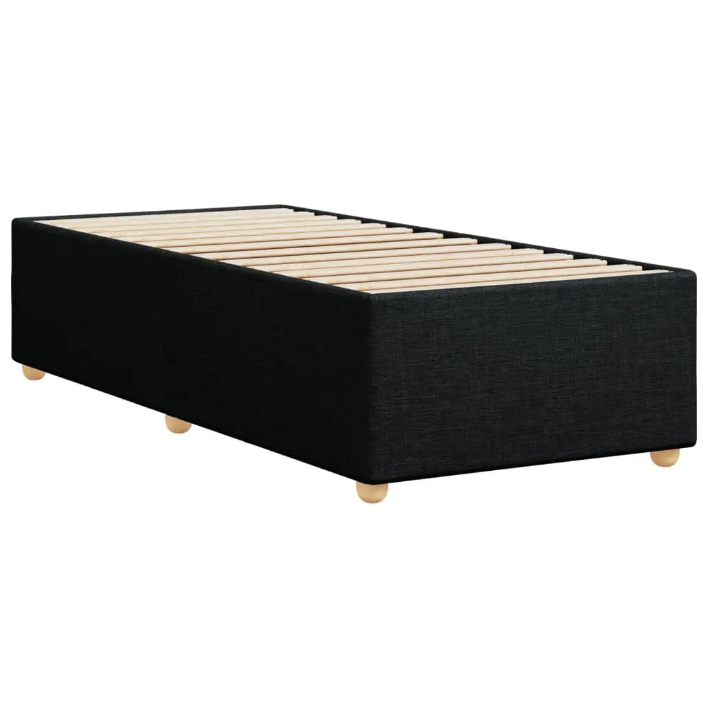 King Single Bed Frame Upholstered Polyester Slat Support Black Fabric Bedroom Furniture