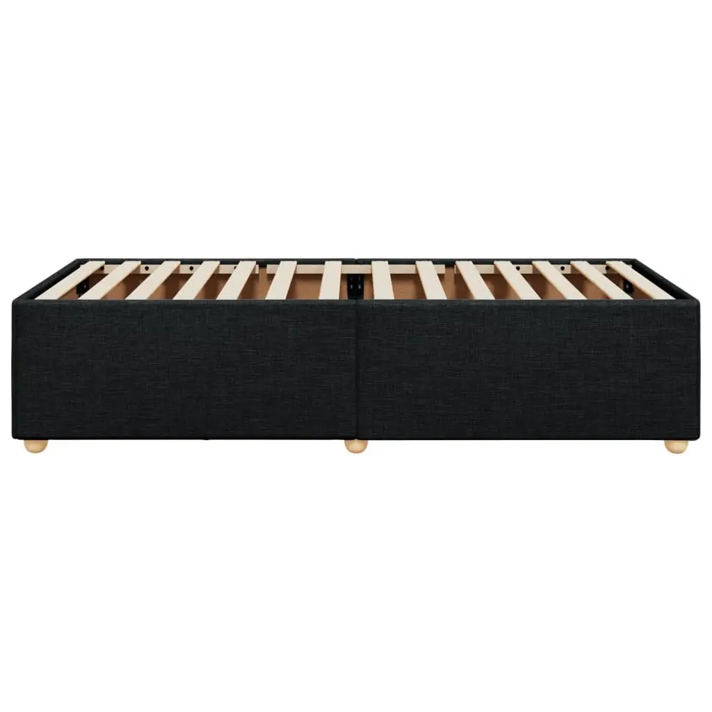 King Single Bed Frame Upholstered Polyester Slat Support Black Fabric Bedroom Furniture