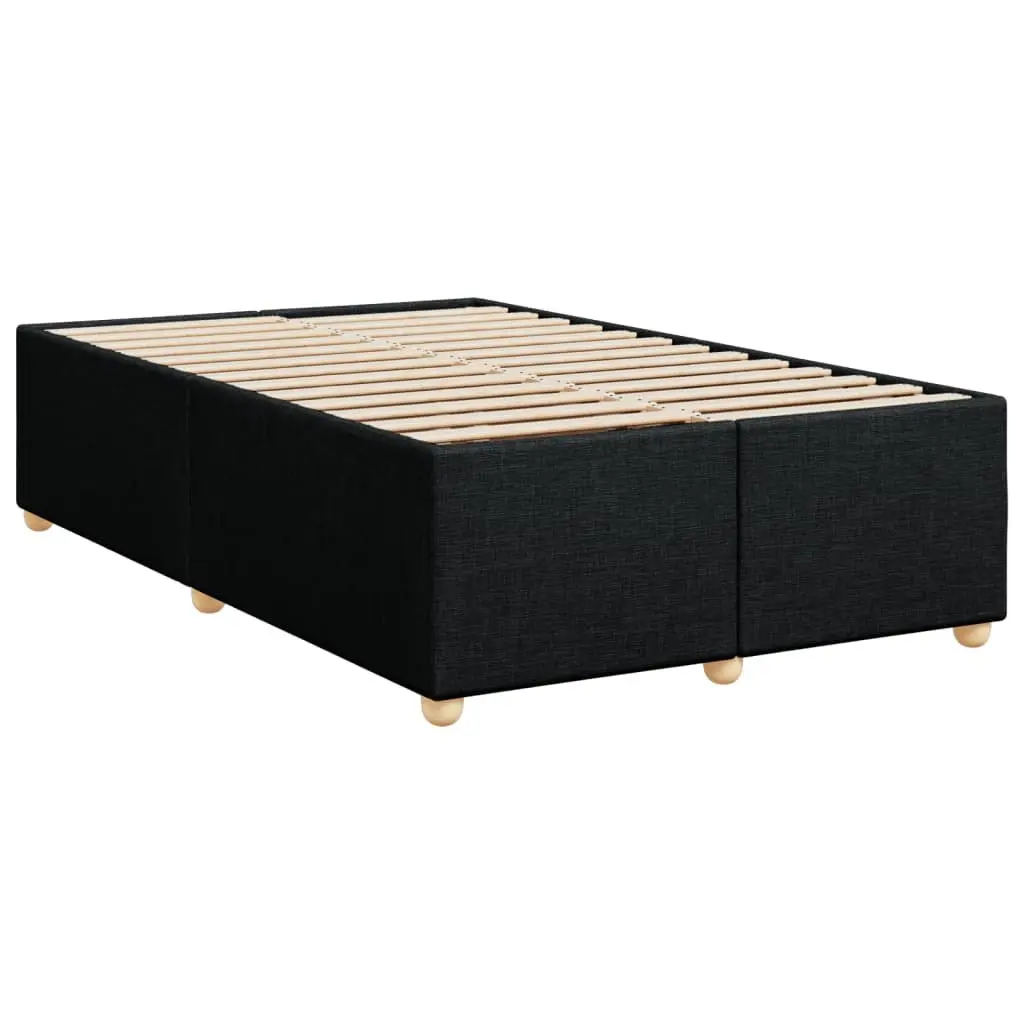 Double Bed Frame Black Polyester Fabric Upholstered Slat Support