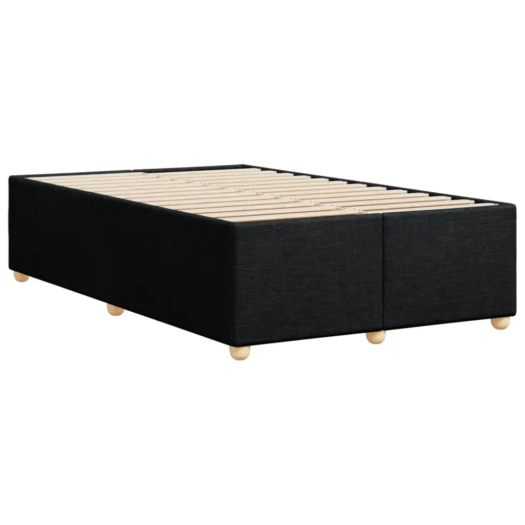 Double Bed Frame Black Polyester Fabric Upholstered Slat Support