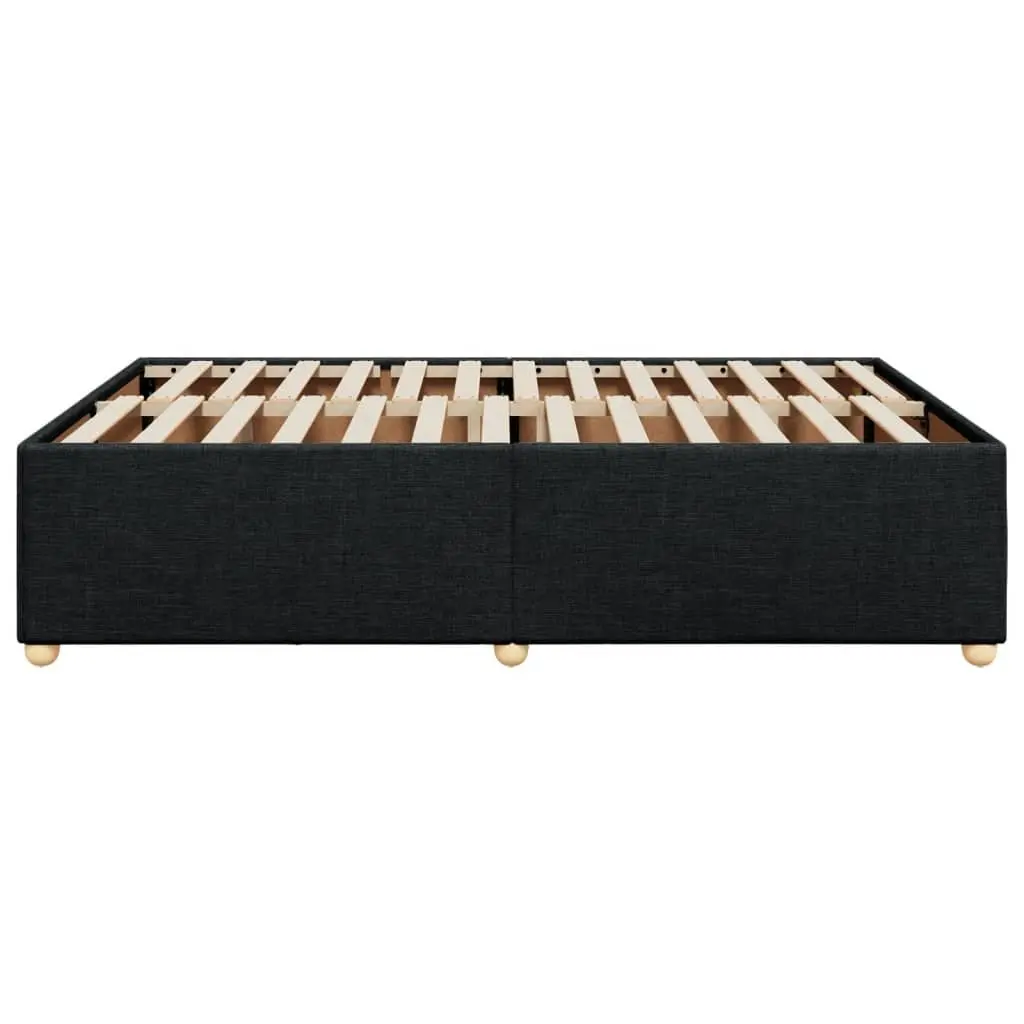 Queen Bed Frame Black Fabric Upholstered Slatted Platform