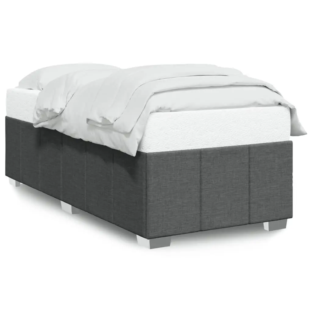 Fabric Bed Frame 90x190cm Dark Grey with Wooden Slats Support