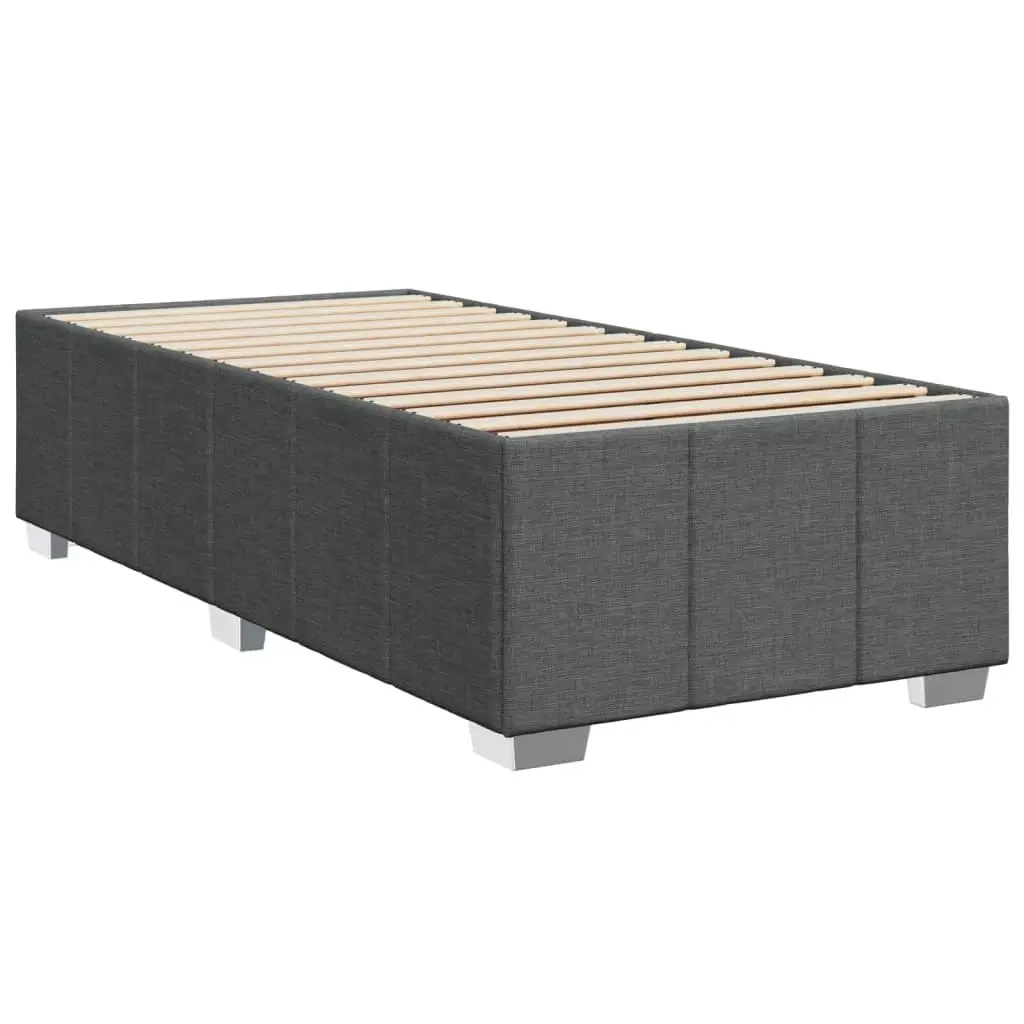 Fabric Bed Frame 90x190cm Dark Grey with Wooden Slats Support