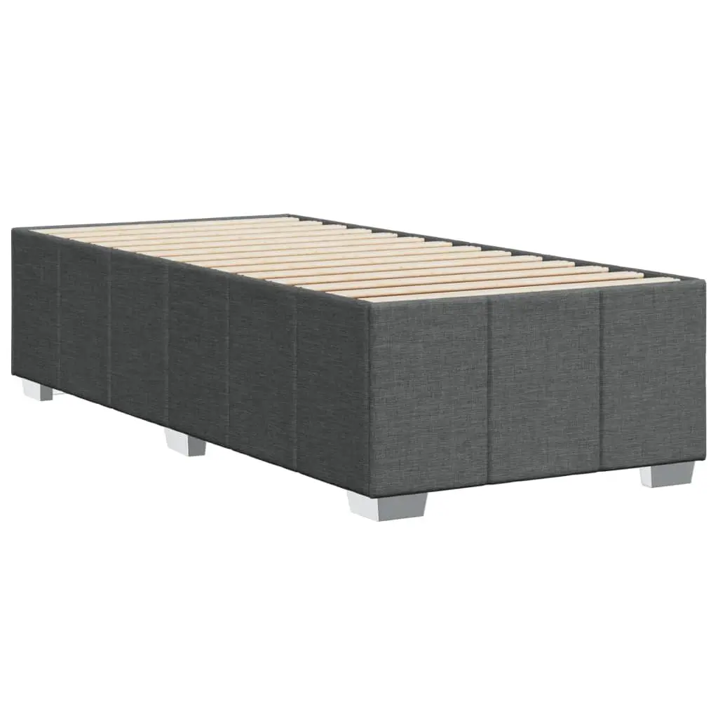 Fabric Bed Frame 90x190cm Dark Grey with Wooden Slats Support