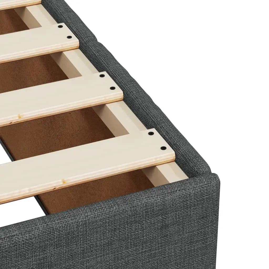 Fabric Bed Frame 90x190cm Dark Grey with Wooden Slats Support
