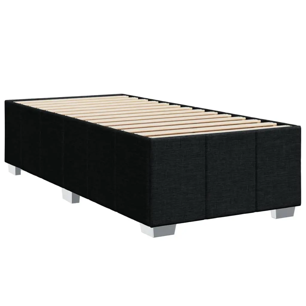 Bed Frame Black 90x190 cm Fabric Upholstered Slatted Base Bedroom Furniture