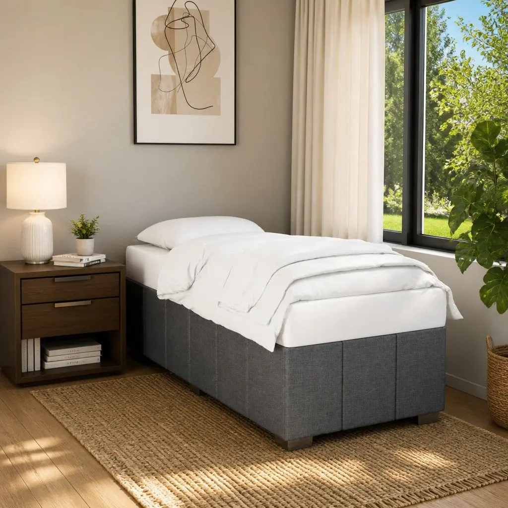 King Single Bed Frame Dark Grey Fabric