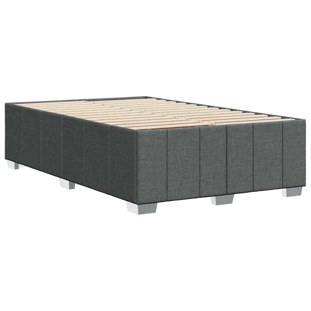 Double Bed Frame Polyester Fabric Grey Slats Support