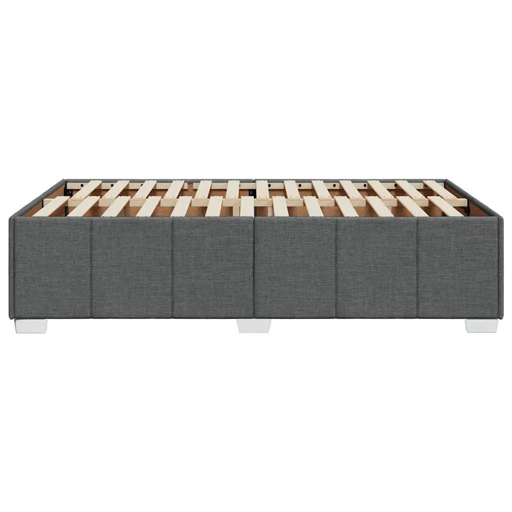 Double Bed Frame Polyester Fabric Grey Slats Support