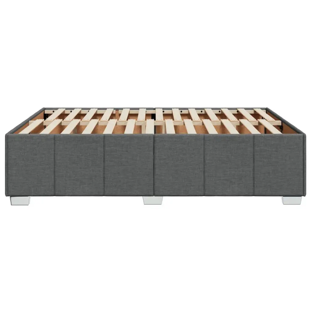 Queen Bed Frame Upholstered Dark Grey Fabric Slat Support System