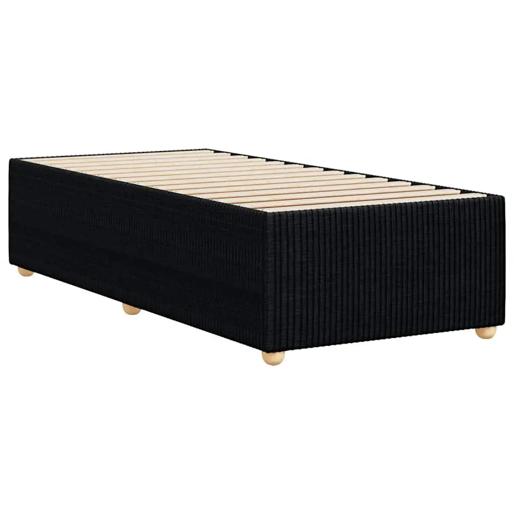 Bed Frame Polyester Fabric Upholstered 90x190 cm Black Slatted Base