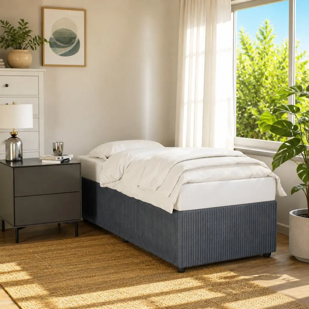 Grey Velvet Bed Frame 90x190 cm Slatted Base Bedroom Furniture without Mattress