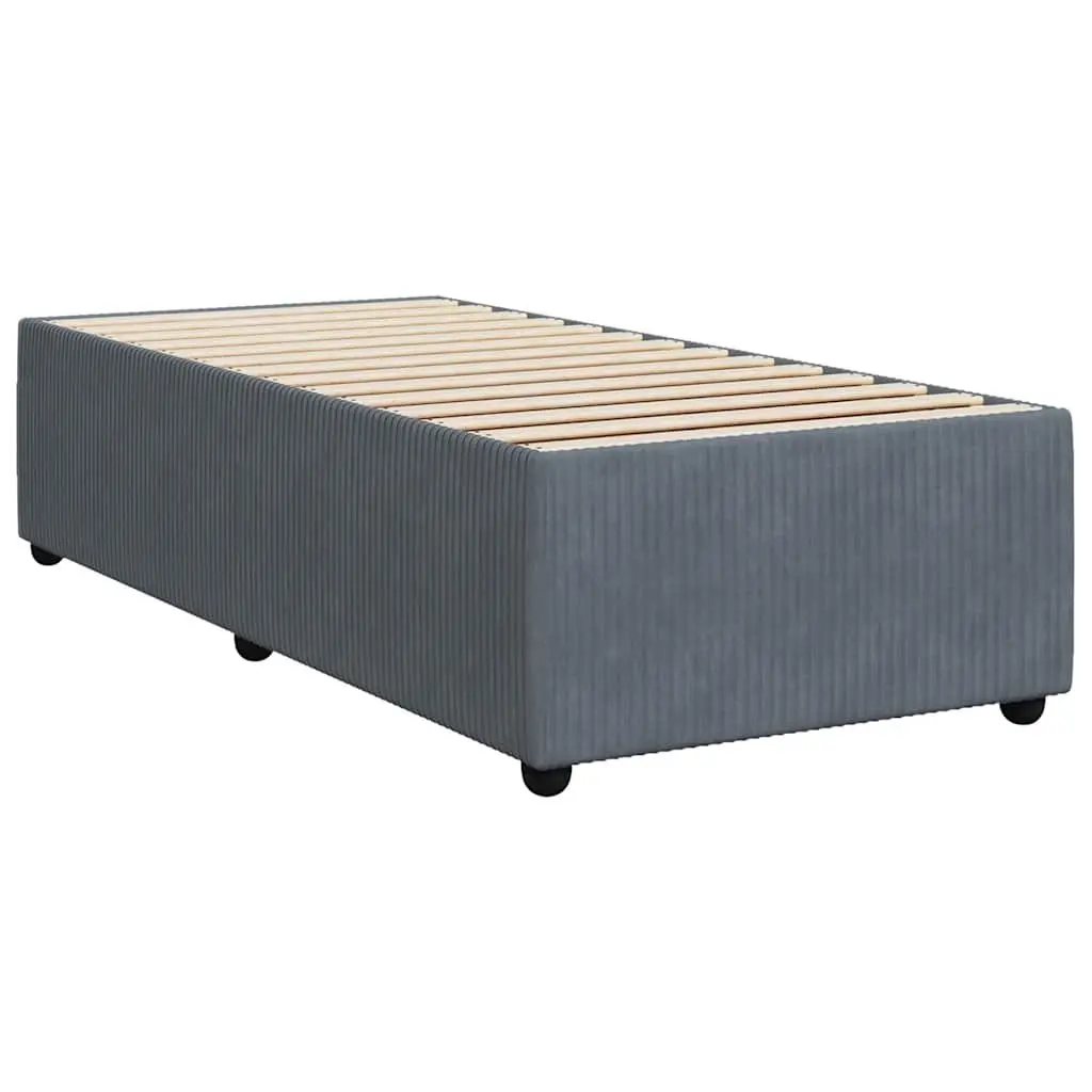 Grey Velvet Bed Frame 90x190 cm Slatted Base Bedroom Furniture without Mattress