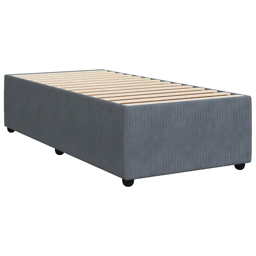 Grey Velvet Bed Frame 90x190 cm Slatted Base Bedroom Furniture without Mattress