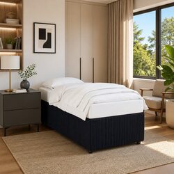 Black Velvet Bed Frame 90x190 cm with Slats Support Base Modern Bedroom