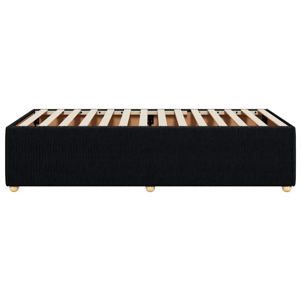 King Single Bed Frame Black Velvet Fabric Slats Support Bedroom Furniture