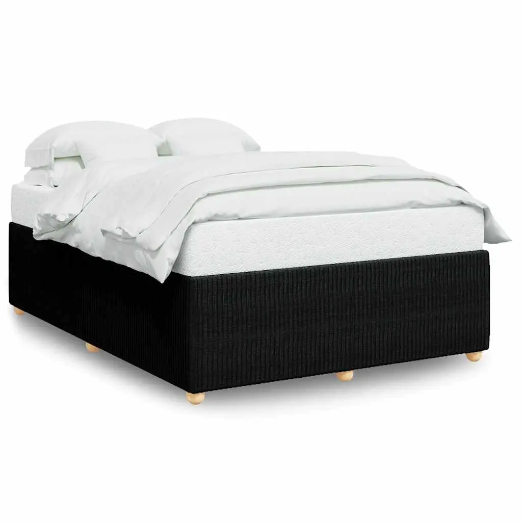 Double Bed Frame Velvet Fabric Black Slats Support