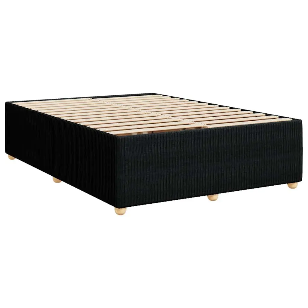Double Bed Frame Velvet Fabric Black Slats Support