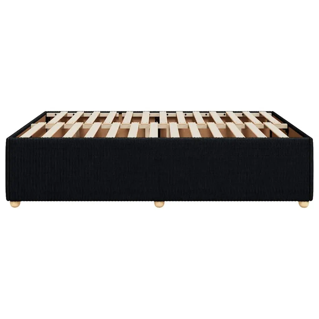 Double Bed Frame Velvet Fabric Black Slats Support