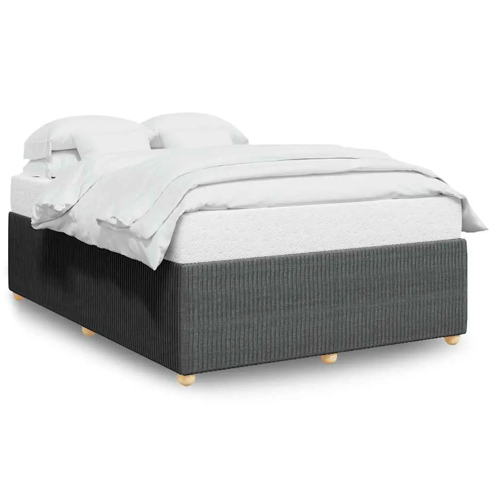 Queen Bed Frame Velvet Fabric Slat Support Grey Size Bedroom Furniture
