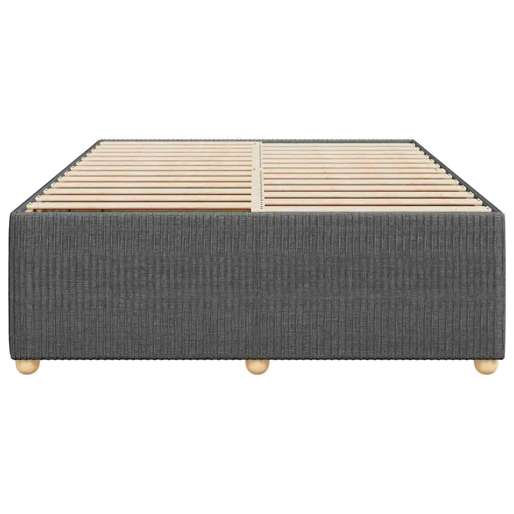 Queen Bed Frame Velvet Fabric Slat Support Grey Size Bedroom Furniture