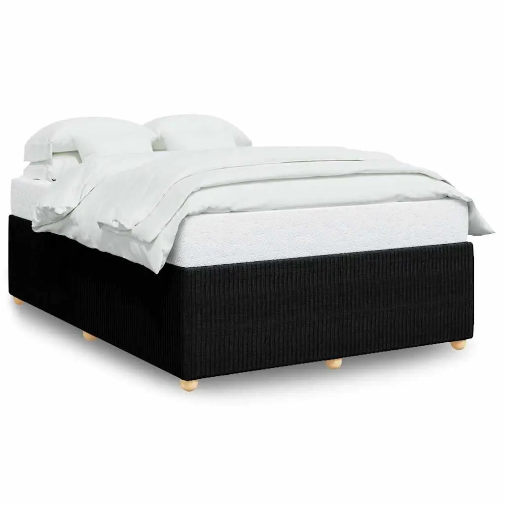 Velvet Fabric Queen Bed Frame Black Wooden Slats Support Sturdy Construction