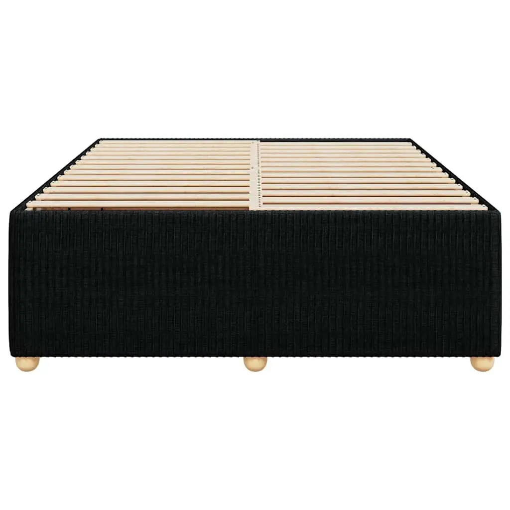 Velvet Fabric Queen Bed Frame Black Wooden Slats Support Sturdy Construction