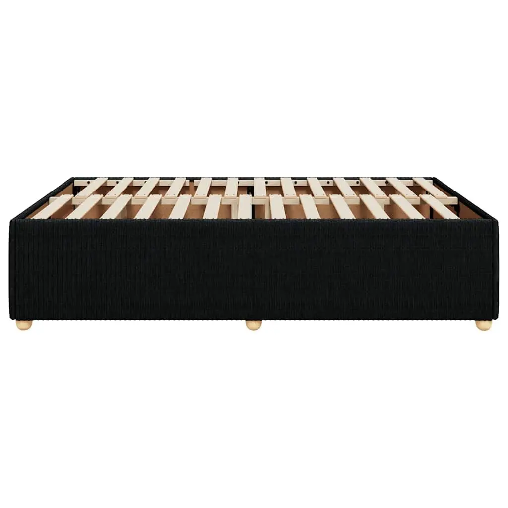 Velvet Fabric Queen Bed Frame Black Wooden Slats Support Sturdy Construction