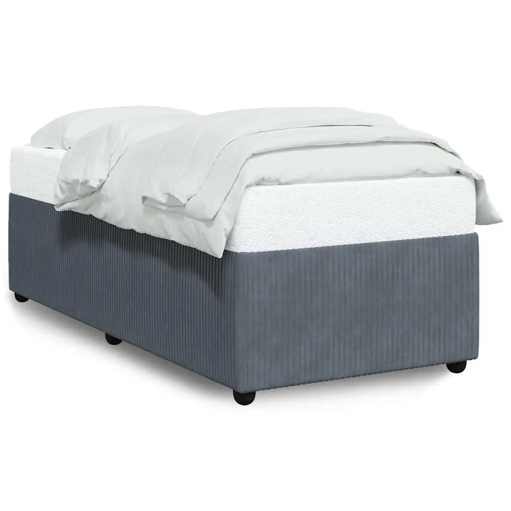 Grey Velvet Upholstered Bed Frame 90x190cm Slatted Base Support