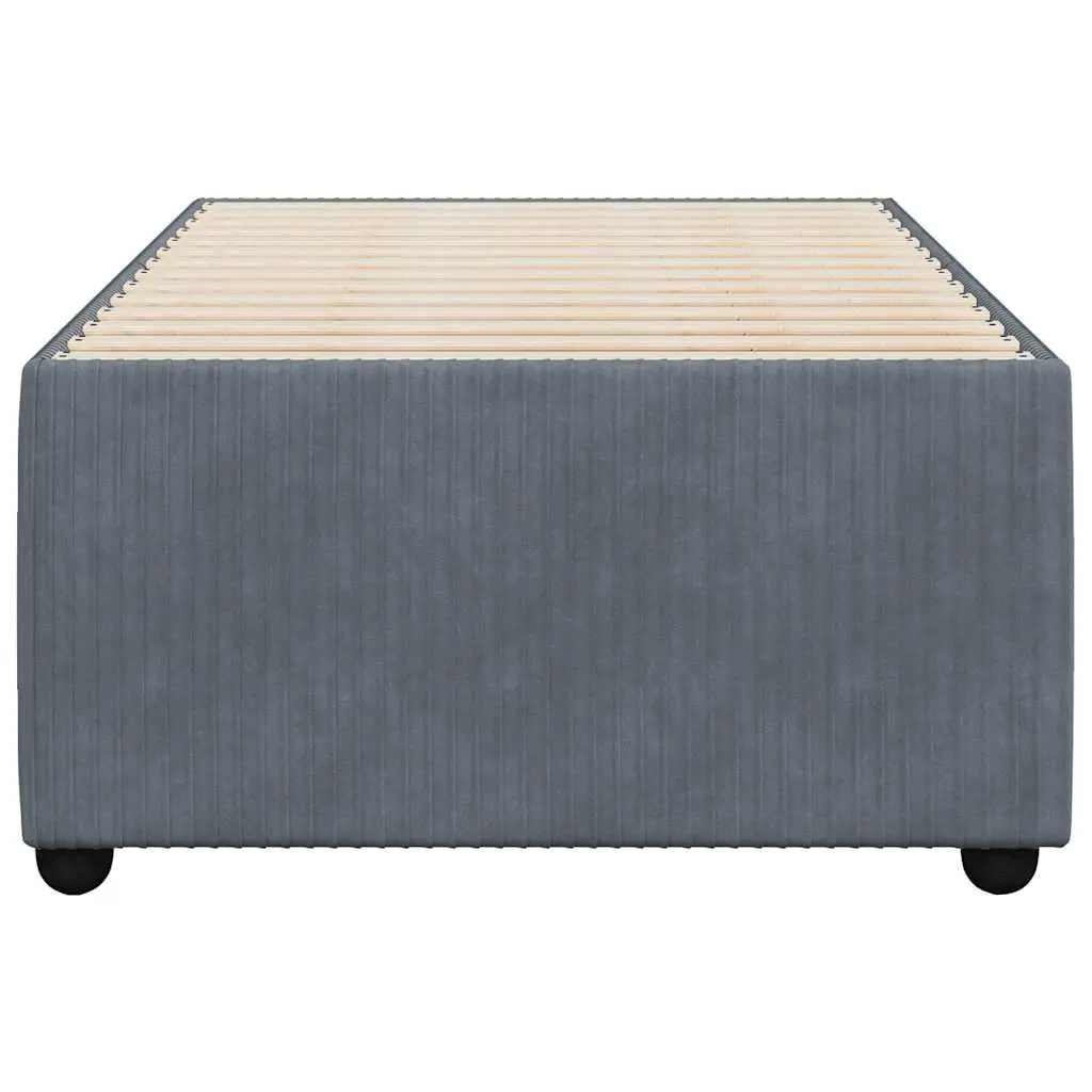 Grey Velvet Upholstered Bed Frame 90x190cm Slatted Base Support
