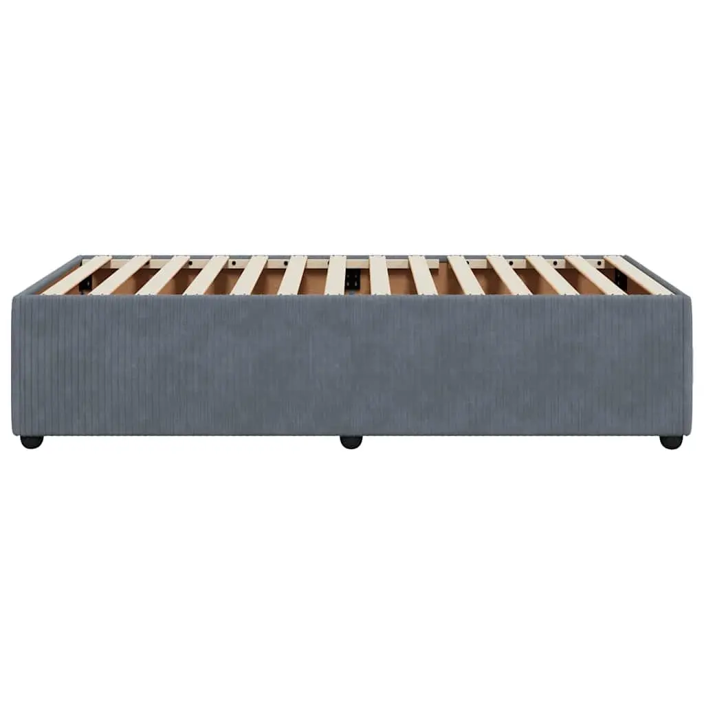 Grey Velvet Upholstered Bed Frame 90x190cm Slatted Base Support