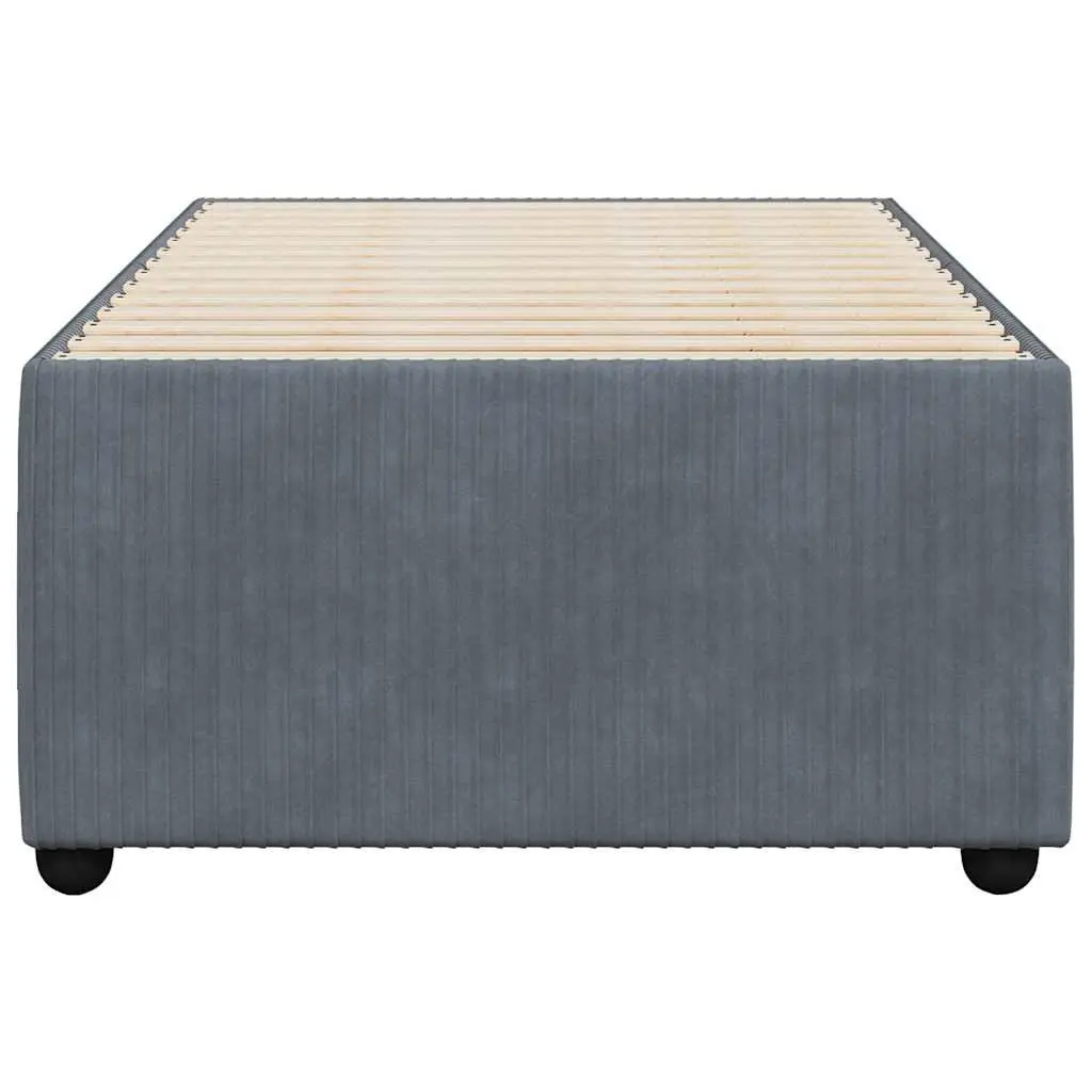 King Single Bed Frame Velvet Upholstered Dark Grey