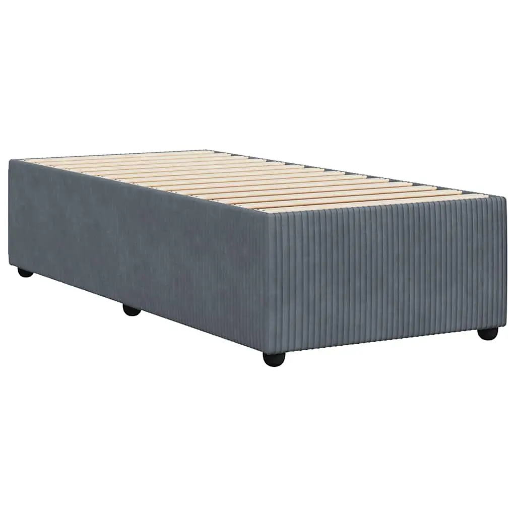 King Single Bed Frame Velvet Upholstered Dark Grey