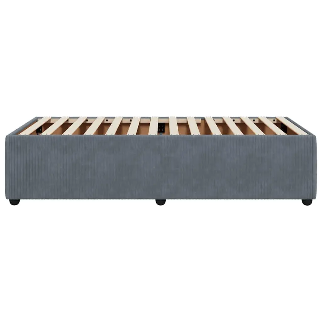 King Single Bed Frame Velvet Upholstered Dark Grey
